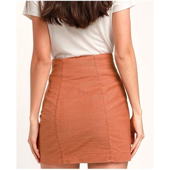 Free People Every Minute Every Hour Terra Cotta Button-Up Mini Skirt 8 - Picture 2 of 10